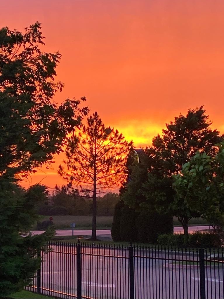 Brilliant orange sunset sky over Golf Mountain Mini Golf